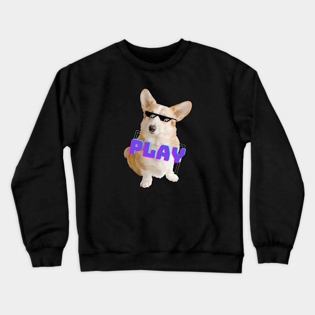 Corgi dog thug life, funny corgi t-shirt Crewneck Sweatshirt by AWhouse 